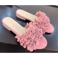 ‎Chanel mules Suede Kidskin & Strass Light Pink G46231 2025