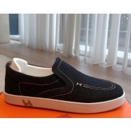 ‎Hermes women/men Kiddy slip-on sneaker  in denim and suede goatskin 07 2025