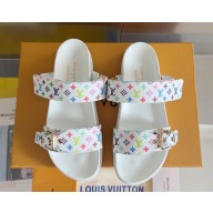 ‎Louis Vuitton 1AGXU7  LV x TM Bom Dia Flat Comfort Mule Blanc Monogram coated canvas 2025