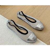 ‎Chanel Ballet flats mesh with CC logo silver 2025