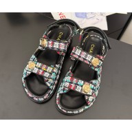 Chanel Tweed CC Logo Beach Sandals Multicolor 2025 