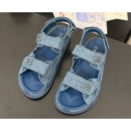 Chanel denim CC Logo Beach Sandals blue 2025 