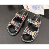 Chanel Tweed CC Logo Beach mules Sandals Multicolor 2025 