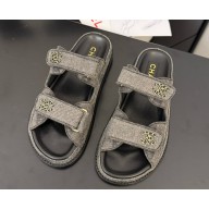 Chanel denim CC Logo Beach mules Sandals black 2025 