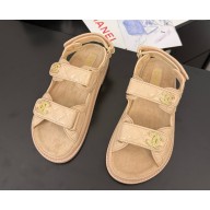 Chanel Shiny Lambskin Sandals beige 2025 