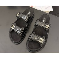 Chanel Shiny Lambskin mules Sandals black 2025 