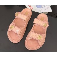 Chanel Shiny Lambskin mules Sandals light pink 2025 