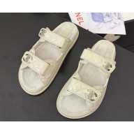 Chanel Shiny Lambskin mules Sandals ivory 2025 