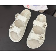 Chanel Shiny Lambskin mules Sandals white 2025 