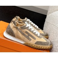 Hermes women/men Jet sneaker in suede goatskin beige/grey  2025
