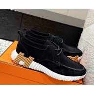 Hermes women/men Ketch sneaker in suede goatskin black 2025