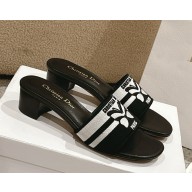 ‎Dior Dway Heeled Slide Embroidered Cotton heel 4.5cm 01 2025