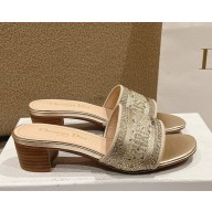 ‎Dior Dway Heeled Slide Embroidered Cotton heel 4.5cm 03 2025