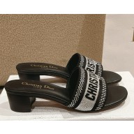 ‎Dior Dway Heeled Slide Embroidered Cotton heel 4.5cm 04 2025
