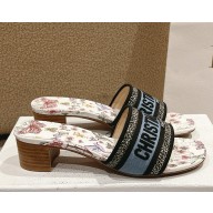 ‎Dior Dway Heeled Slide Embroidered Cotton heel 4.5cm 06 2025