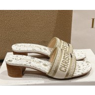 ‎Dior Dway Heeled Slide Embroidered Cotton heel 4.5cm 07 2025