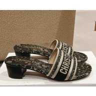 ‎Dior Dway Heeled Slide Embroidered Cotton heel 4.5cm 09 2025