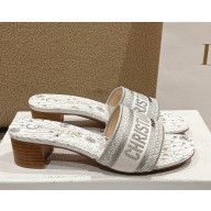 ‎Dior Dway Heeled Slide Embroidered Cotton heel 4.5cm 08 2025