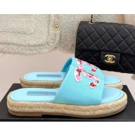 Chanel CC logo fisherman slippers sky blue 2025
