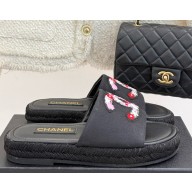 Chanel CC logo fisherman slippers black 2025