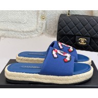 Chanel CC logo fisherman slippers blue 2025