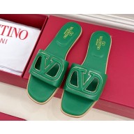 VALENTINO GARAVANI VLOGO cut-out calfskin flat slides green 2025