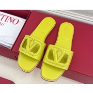 VALENTINO GARAVANI VLOGO cut-out calfskin flat slides yellow 2025