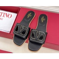 VALENTINO GARAVANI VLOGO cut-out calfskin flat slides black 2025