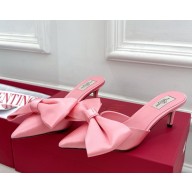 Valentino Garavani silk mules with bow pink heel 6cm 2025