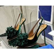 Aquazzura heel 10.5cm/flat Couturier slingback pumps velvet green 2025