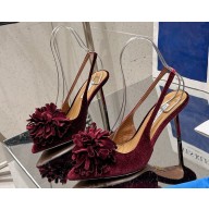 Aquazzura heel 10.5cm/flat Couturier slingback pumps velvet burgundy 2025