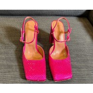 Amina Muaddi  Charlotte 100mm crystal-embellished pumps fuchsia 2025