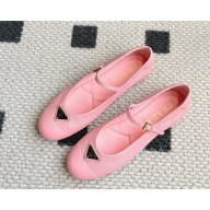 Prada Satin ballerinas with metal triangle logo pink 2025