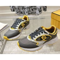 Fendi women/men Forward sneakers Gray mesh and gray leather low-tops 2025