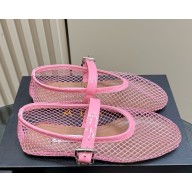 Alaïa BALLET FLATS IN FISHNET textile & patent leather CANDY 2025