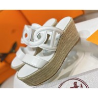 Hermes Ithea 30 espadrille in Nappa leather blanc  Heel height 7.5cm 2025