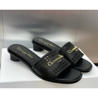 DIOR D-Lane Slide black Calfskin with Openwork Microcannage Motif  heel 3.5cm 2025