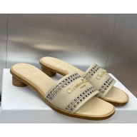 DIOR D-Lane Slide beige Calfskin with Openwork Microcannage Motif  heel 3.5cm 2025