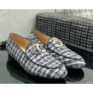Chanel Tweed cc logo loafer blue/white 2025