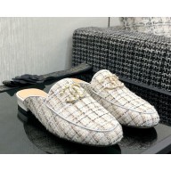 Chanel Tweed cc logo mule beige/white 2025