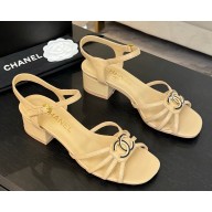 Chanel Sandals Lambskin beige G46274 heel 4.5cm 2025