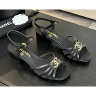 Chanel Sandals Lambskin black G46274 heel 4.5cm 2025