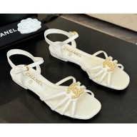 Chanel Sandals Lambskin white G46275 2025