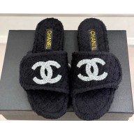 Chanel CC Logo Towel Slide black 2025