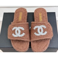 Chanel CC Logo Towel Slide brown 2025