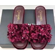 Chanel mules Suede Kidskin & Strass burgundy G46231 2025