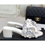 Chanel mules Kidskin & Strass Ivory G46231 heel 5cm 2025