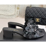 Chanel mules Kidskin & Strass black G46231 heel 5cm 2025
