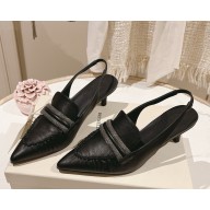 Brunello Cucinelli lambskin slingbanck pumps black heel 4.5cm 2025