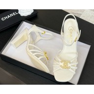 Chanel Sandals Lambskin white G46274 heel 8.5cm 2025